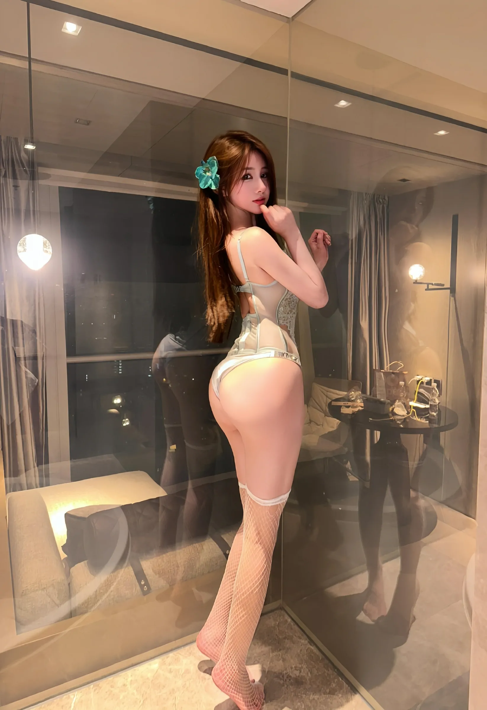 图片[3]-奔跑的晶螺儿 – 性感情趣蕾丝半腿白网丝 [24P]-蜜私库